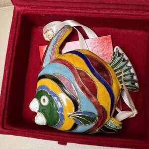 Vintage Cloisonne Tropical Fish Christmas Ornament Dillard's China Enamel